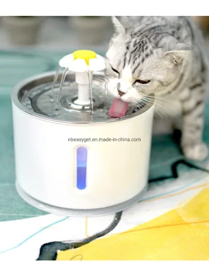 Fuente DE mascotas LED, LED 81oz/2,4L Fuente automática/dispensador de agua para gatos, perros Esg13953