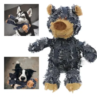 2024 Perro más nuevo animales rellenos Chew Toy Perro de gulo duradero Juguetes para las pelucas pesadas extremo oso Squeaky Perro juguete