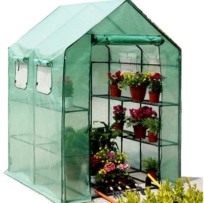  Fácil instalación Casa Walk-In Greenhouse exterior patio trasero portátil Jardinería Verde Casa