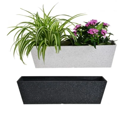  Planta rectangular de géen maceta de flores decorativas para el jardín casero