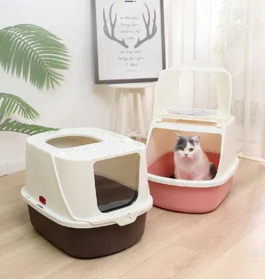 Gatos portátiles entrada superior de caja con tapa cerrada Anti-Splashing cat litter Box y fácil instalación Wbb18238