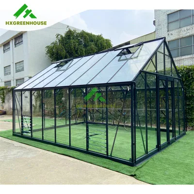 Invernadero de jardín de vidrio comercial victoriano de aluminio con marco de metal para exteriores, usado en venta.