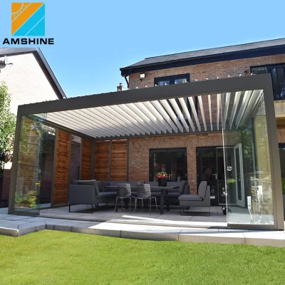  precio de fábrica Jardín Awning Balcón exterior techo Patio cubierta sombra Cenador Canopy cómodo Louvre techo Pergola aluminio invernadero para patio trasero