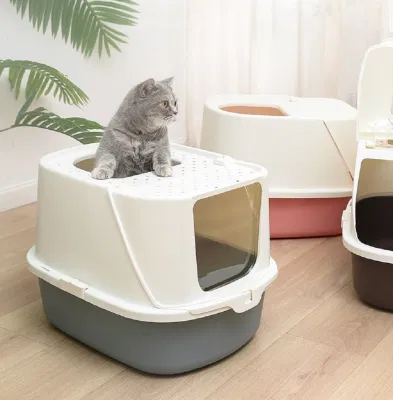 Gatos portátiles entrada superior de caja con tapa cerrada Anti-Splashing cat litter Box y fácil instalación Wbb18238