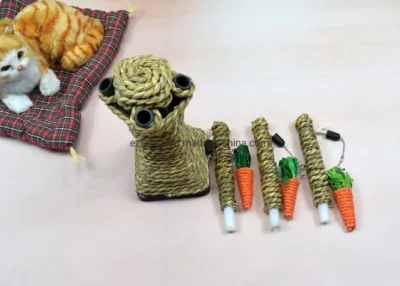  Animal de árbol de escalada Marco Chew Toy, Rattan Grass Scratcher Kittens Fun Toy Activity Center Carrot Shaped Handwoven Seagrass Chew Toy, Cats Rabbit Hamster Wbb16601