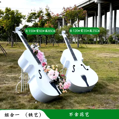 Jardín al aire libre paisaje notas creativas escultura de fibra de vidrio de violonchelo Sketch Jardín Jardín de césped decoración adornos