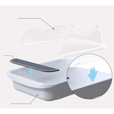 Caja de basura de gato de autolimpieza WC, Semi-cerrado Big Space Anti Splash plástico Caja de basura de gato