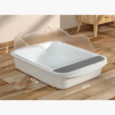 Caja de basura de gato de autolimpieza WC, Semi-cerrado Big Space Anti Splash plástico Caja de basura de gato