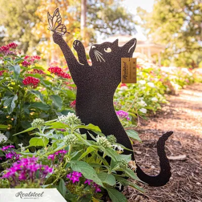  Gato Negro metal Jardín decoración, decoración de Halloween, patio al aire libre y césped Stakes, el arte del jardín de acero