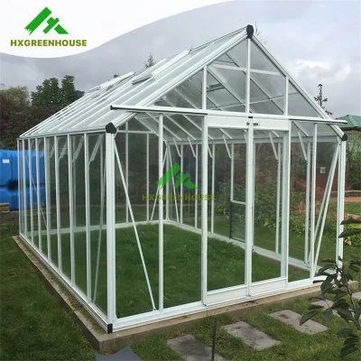 Invernadero de jardín de vidrio comercial victoriano de aluminio con marco de metal para exteriores, usado en venta.