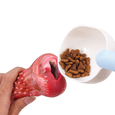 Fuga de alimentos indestructible masticar los huesos Tratamiento de la dispensación de gran raza del perro Dogs-Teeth medio interactivo de limpieza de juguetes para perros