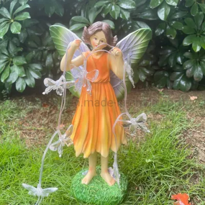  Jardín de la resina decorativa LED Luz Solar Fairy estatua