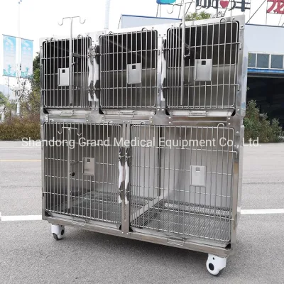  Gran Jaula de Perro Perro y gato de acero inoxidable para uso intensivo de la caja de la jaula de la casa del veterinario de animales