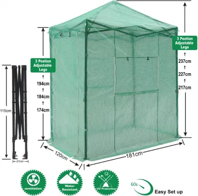 Pop up Greenhouse Walk-In Garden Greenhouse para Jardinería al aire libre Con puerta enrollable y ventanas