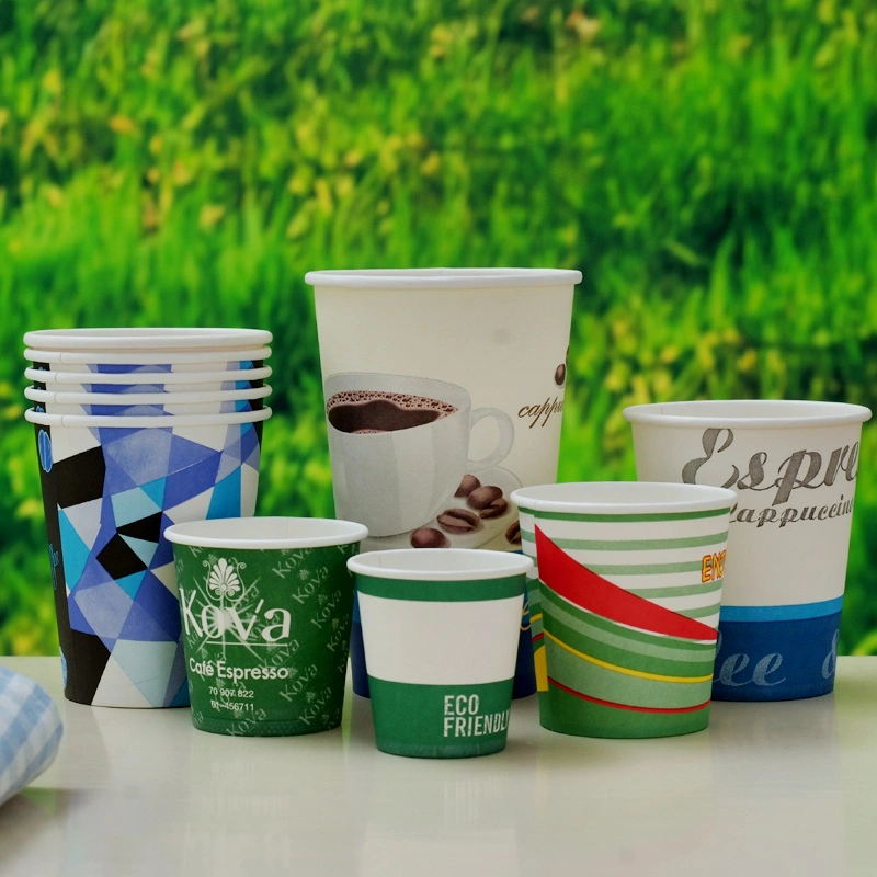 Eco Friendly Single Double PE PLA Coated Biodegradable Compost 4oz 8oz 12oz Paper Cup for Hot Cold Drink