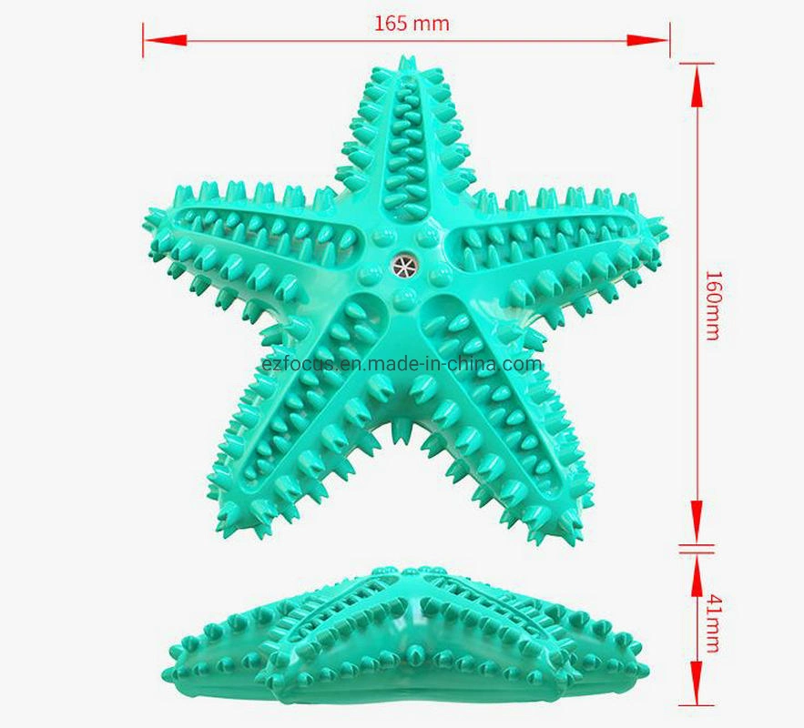 Dog Chew Toys Natural Rubber Starfish-Shaped Interactive Treats Squeaky Toothbrush Cleaner Wbb12771
