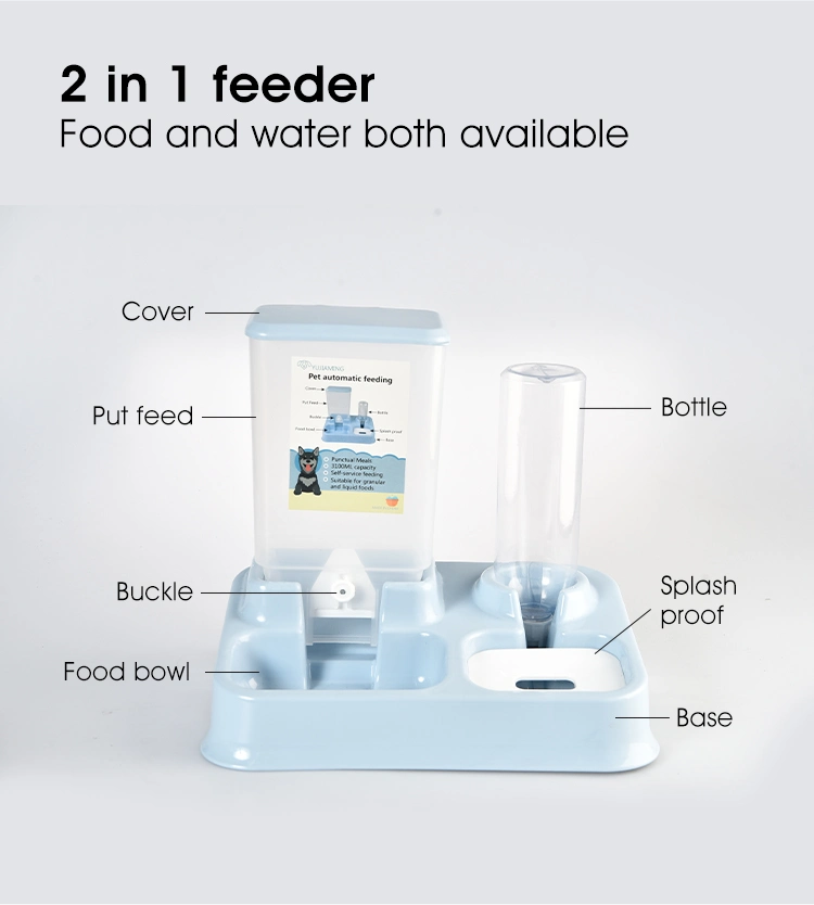 Automatic Pet Dog Feeder Drinking Fountain Plastic Dog Food Bowl Pets Water Dispenser