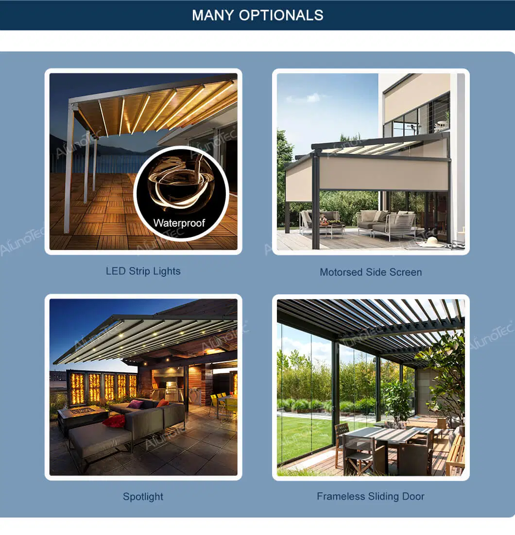 Easily Assembled Luxury Retractable Roof PVC Pergola Garden Supplies