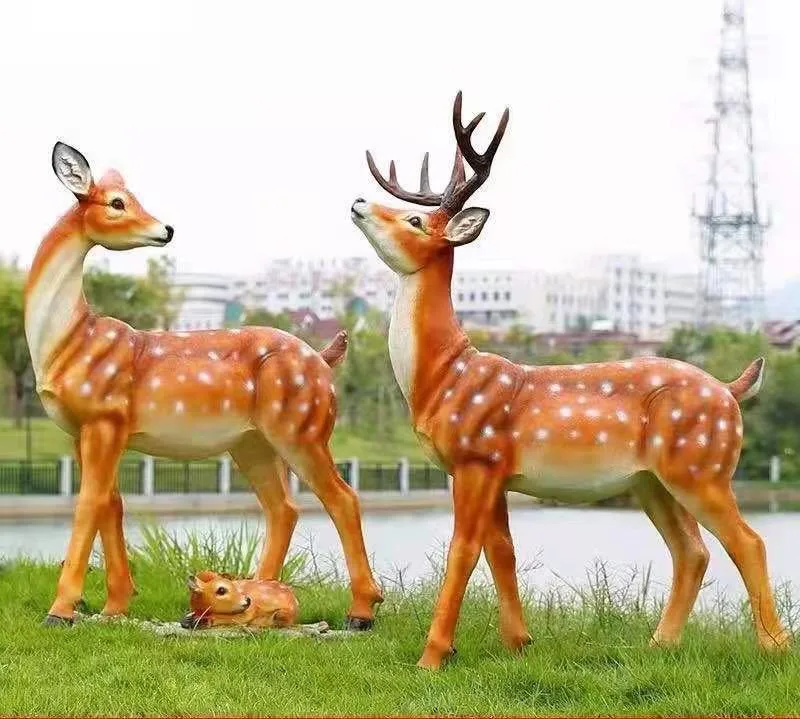 Outdoor Garden Decoration Life Size Resin Fiberglass Deer Statue for Sale