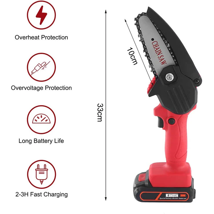 21V Cordless 4 Inch Mini Chain Saw Light Weight Mini Chainsaw