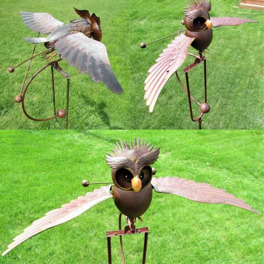 Outdoor Statues Retro Owl Metal Yard Art Ci22844