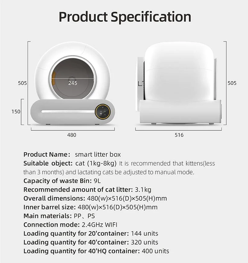 Top Selling Convenient and Safe Intelligent Cat Litter Box CE RoHS Qualified