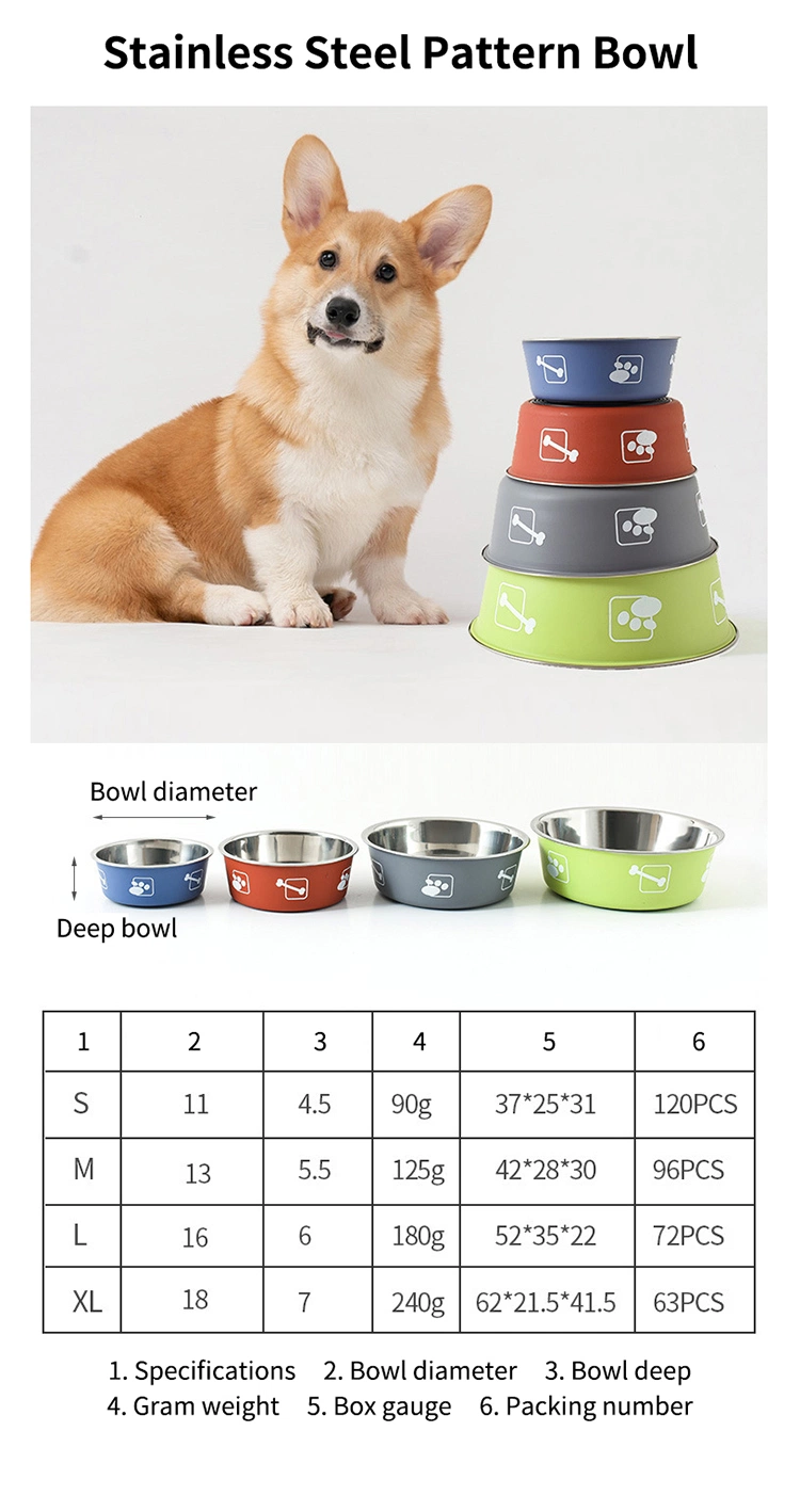 Non Slip Metal Basic Bowls Dog Food Water Bowls Pet Product Supply Stainless Steel Pet Dog Bowl