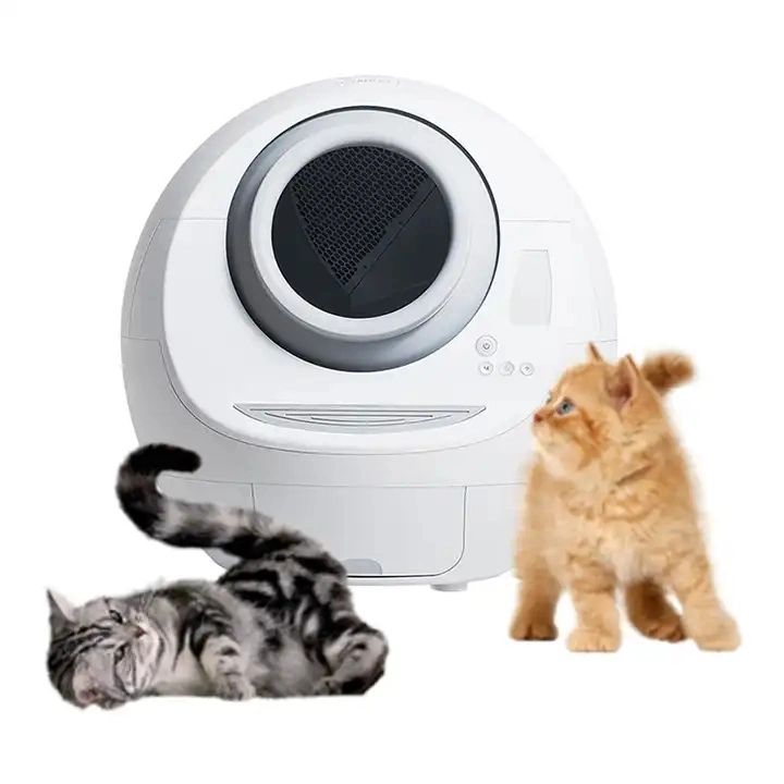 Smart Setting Almosphere Light Intelligent Control Cat Litter Box Auto Cleaning Cat Litter Tray Basin Luxury Ball Robbot Mute Automatic Self Cleaning Cat Toilet