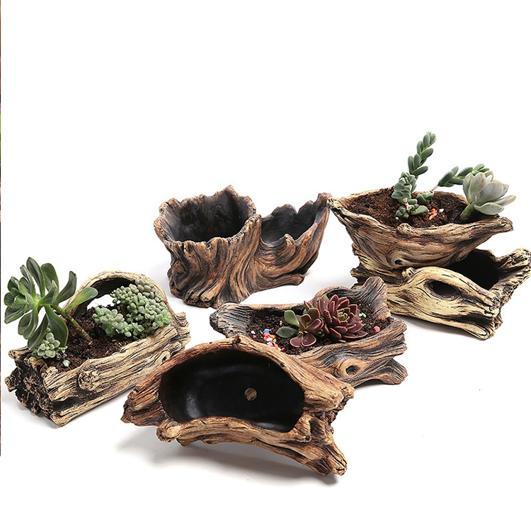 2021 New Style Recycle Cement Outdoor Indoor Wholesale Simulation Wood Real Natural Flower Plant Pots