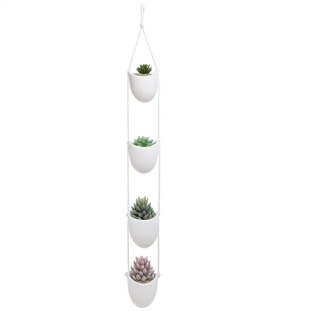 Wall Hanging Self-Watering Planter 3 Pieces White Pot Indoor Ceramic Flower Pot for Bonsai Plants Home Decoration Esg17465