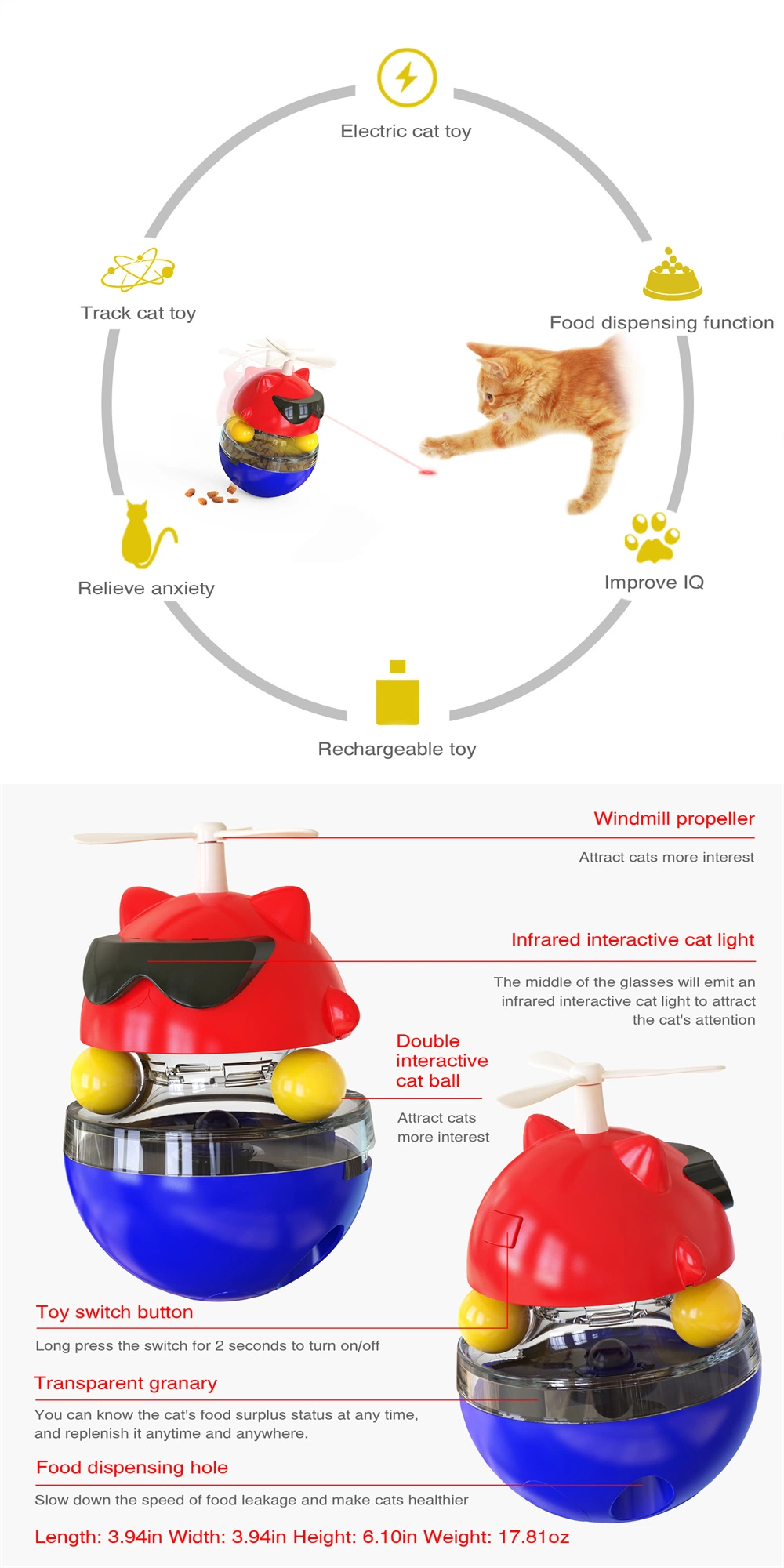Cat Toy Cat Laser Toy Automatic Switch Interactive Electric Toy for Indoor Cats and Kittens