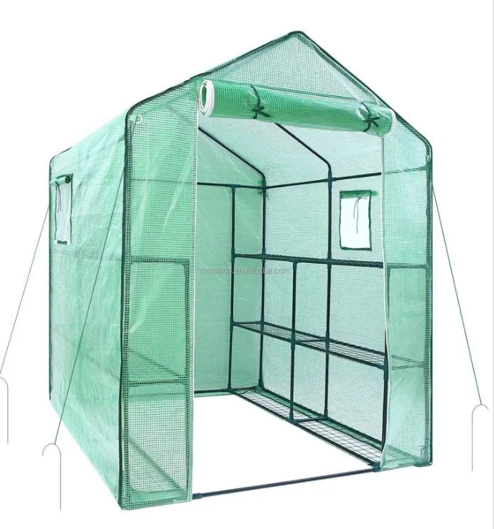 Outdoor and Indoor Portable Greenhouse Mini Walk in 3 Tiers 4 Shelves Stands Small Shelving Green House for Herb and Flower