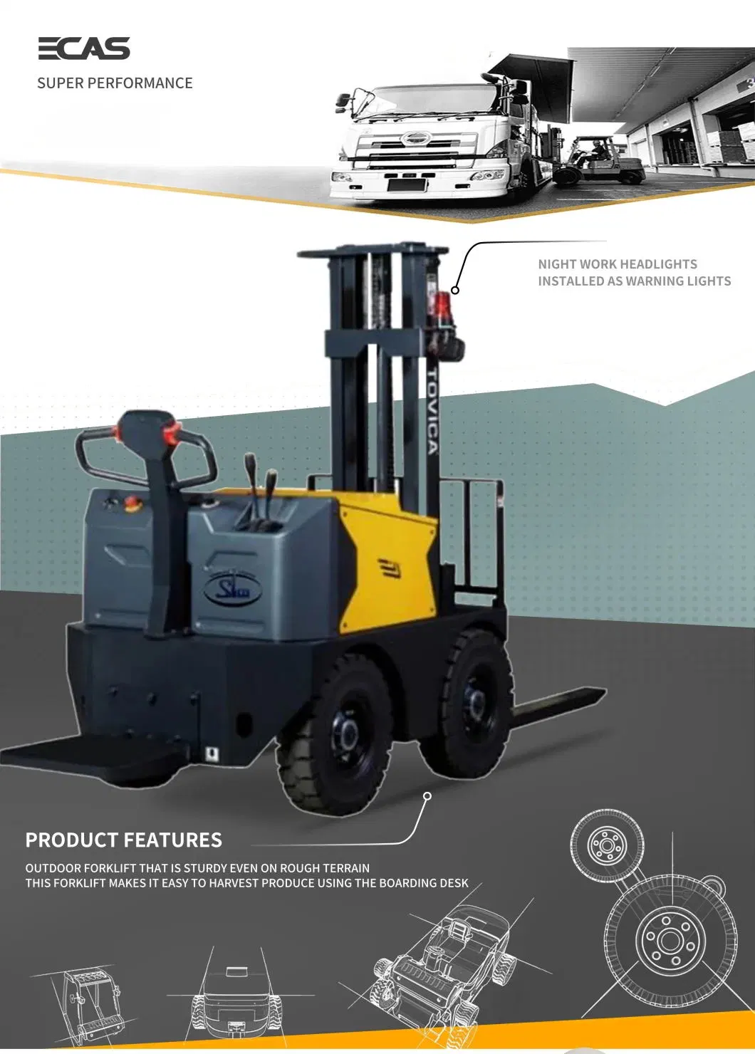 Heavy Load Endurable Quality Forklift 4 Wheel Frame Type for Warehouse/Cold Storage/Wharf/Site