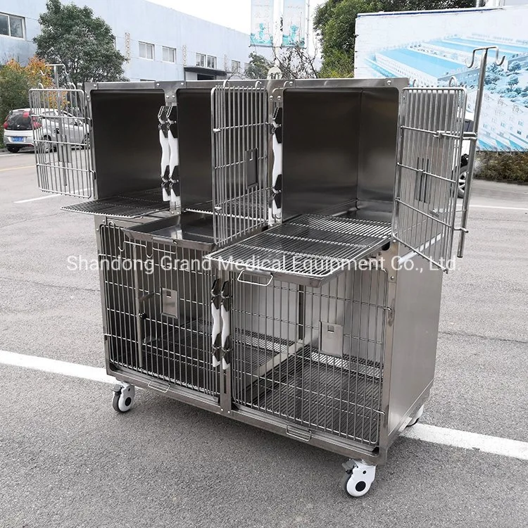 Large Pet Dog Cage Stainless Steel Dog and Cat Crate Heavy Duty Animal Vet House Cage