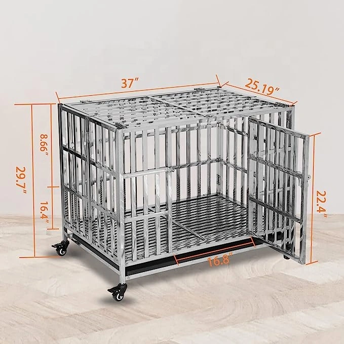 Stackable Heavy Duty Dog Crate Pet Stainless Steel Kennel Cage for Small Dogs
