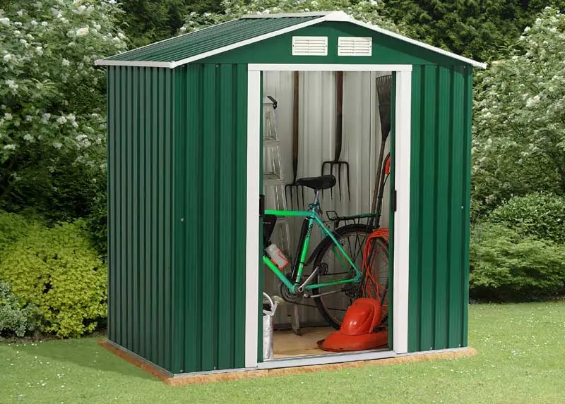 Pent Roof Bicycle Storage Shed with Rain Gutter and Locking System for Backyard and Garden Shed