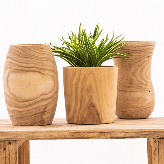 Wood Flower Pot Round Planter Suitable for Indoor Outdoor Garden Yard Patio