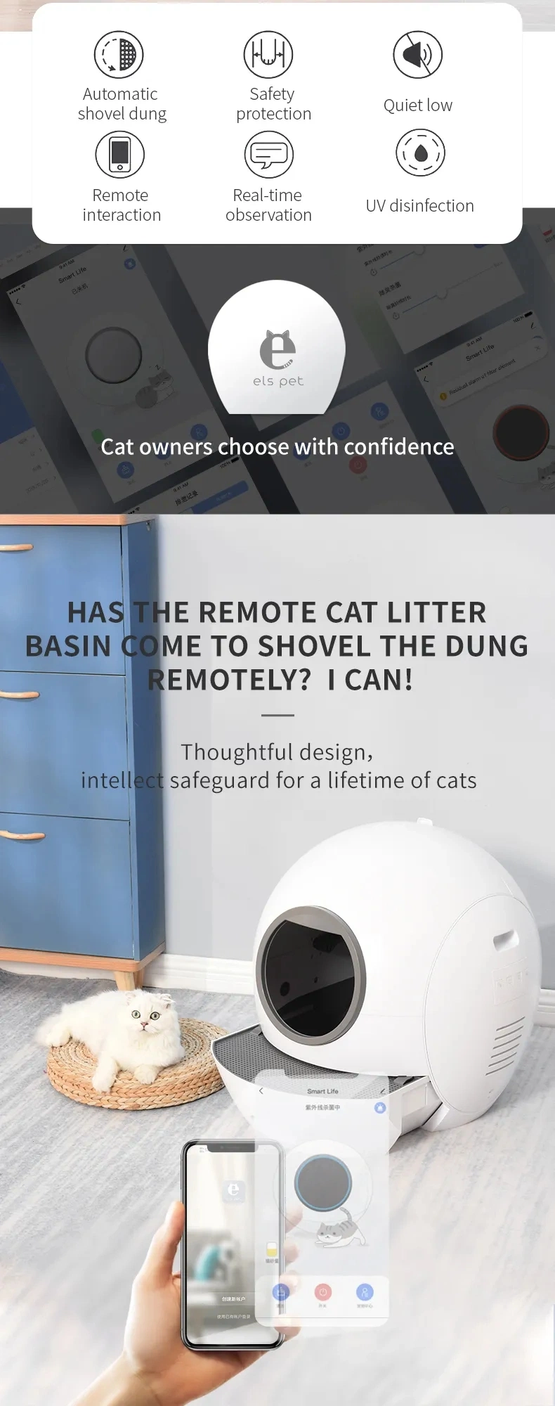 Intelligent Setting Automatic Cleaning Safety Cat Litter Box Toilet Smart WiFi APP Control Cat Litter Tray Toilet UV Sterilizing Light Disinfecting Cat Toilet