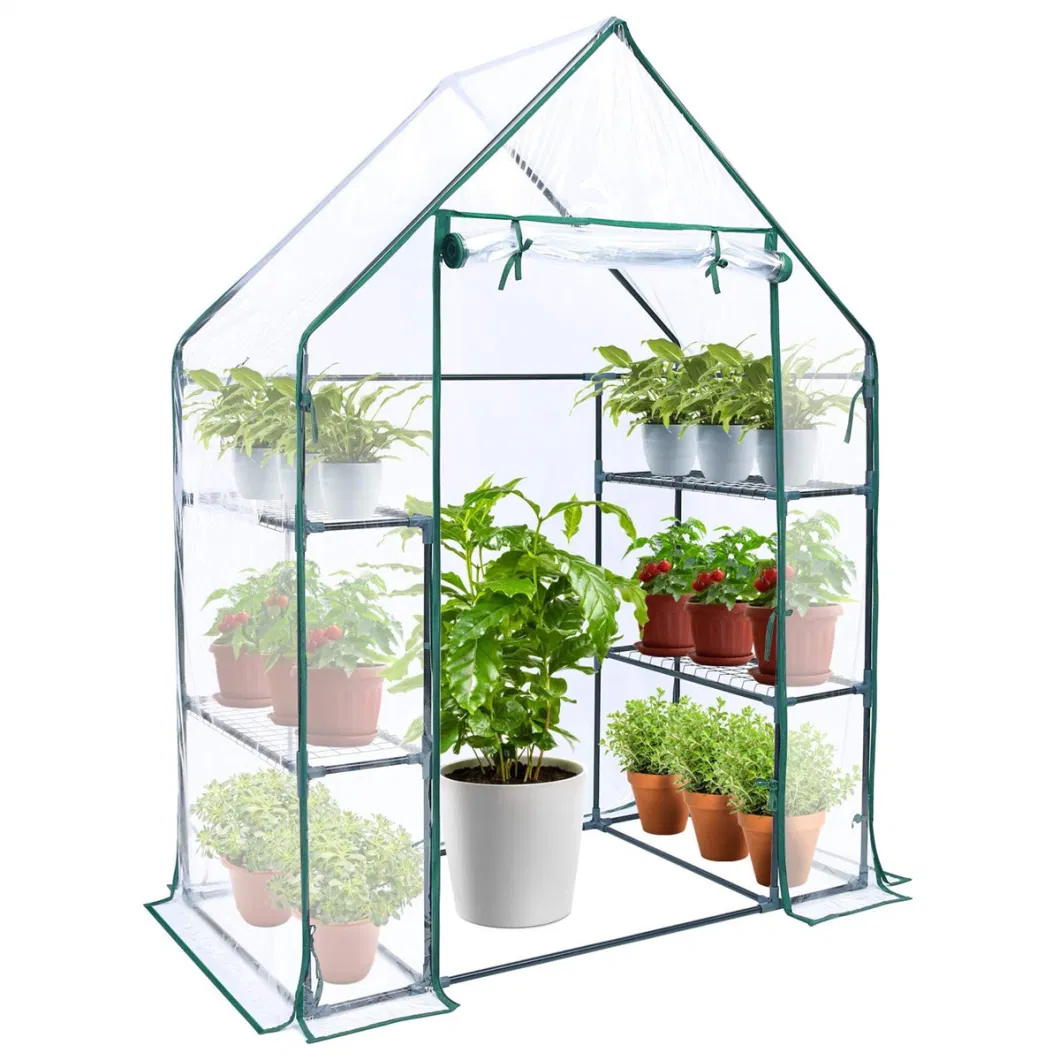 3-Tier Walk-in Greenhouse for Indoor Outdoors Waterproof PE Cover with Iron Stand, Portable Greenhouse Plants Garden Green House