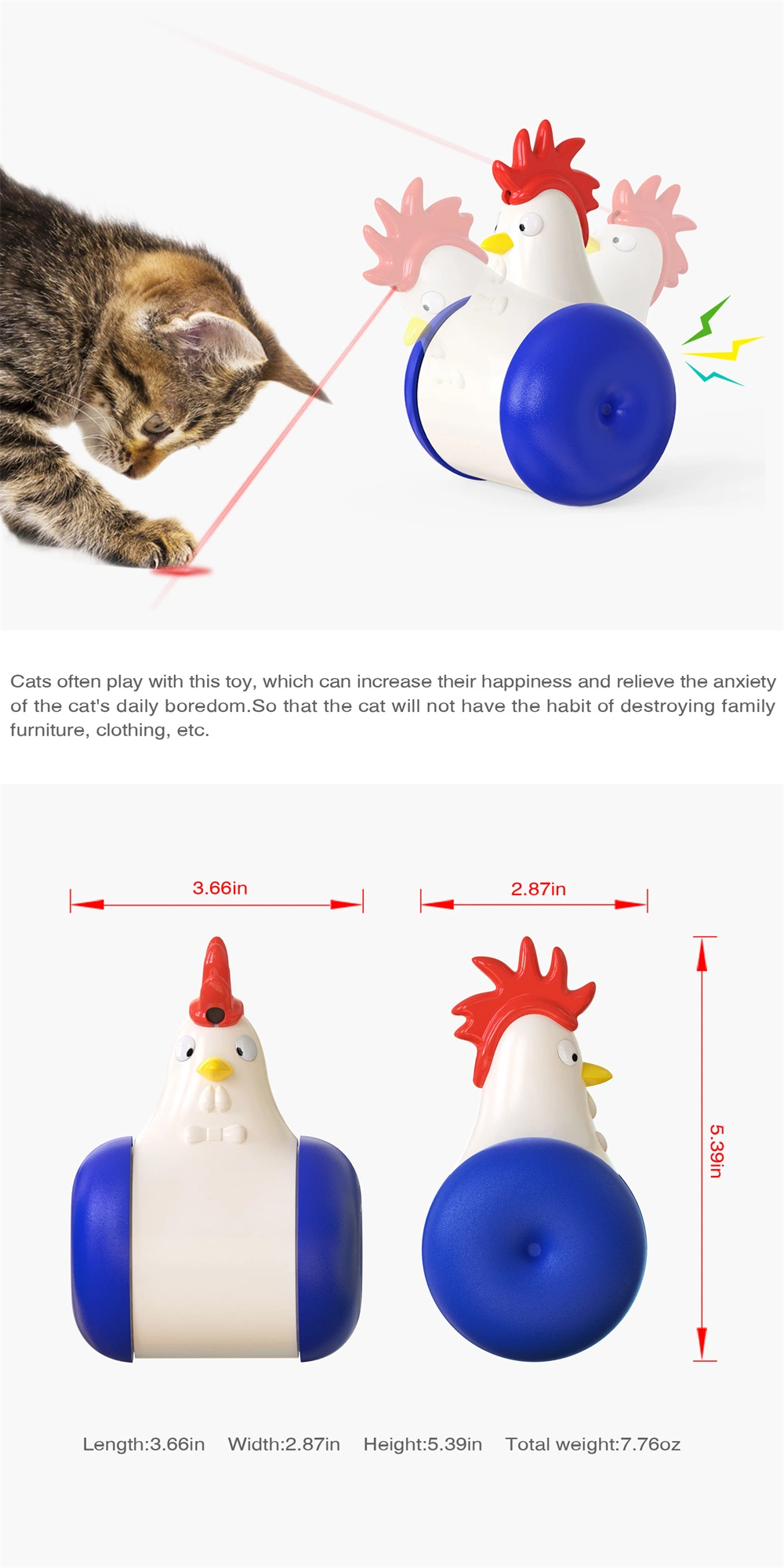 Interactive Automatic Cat Laser Toys Squeaky Toy Bird Song Toy