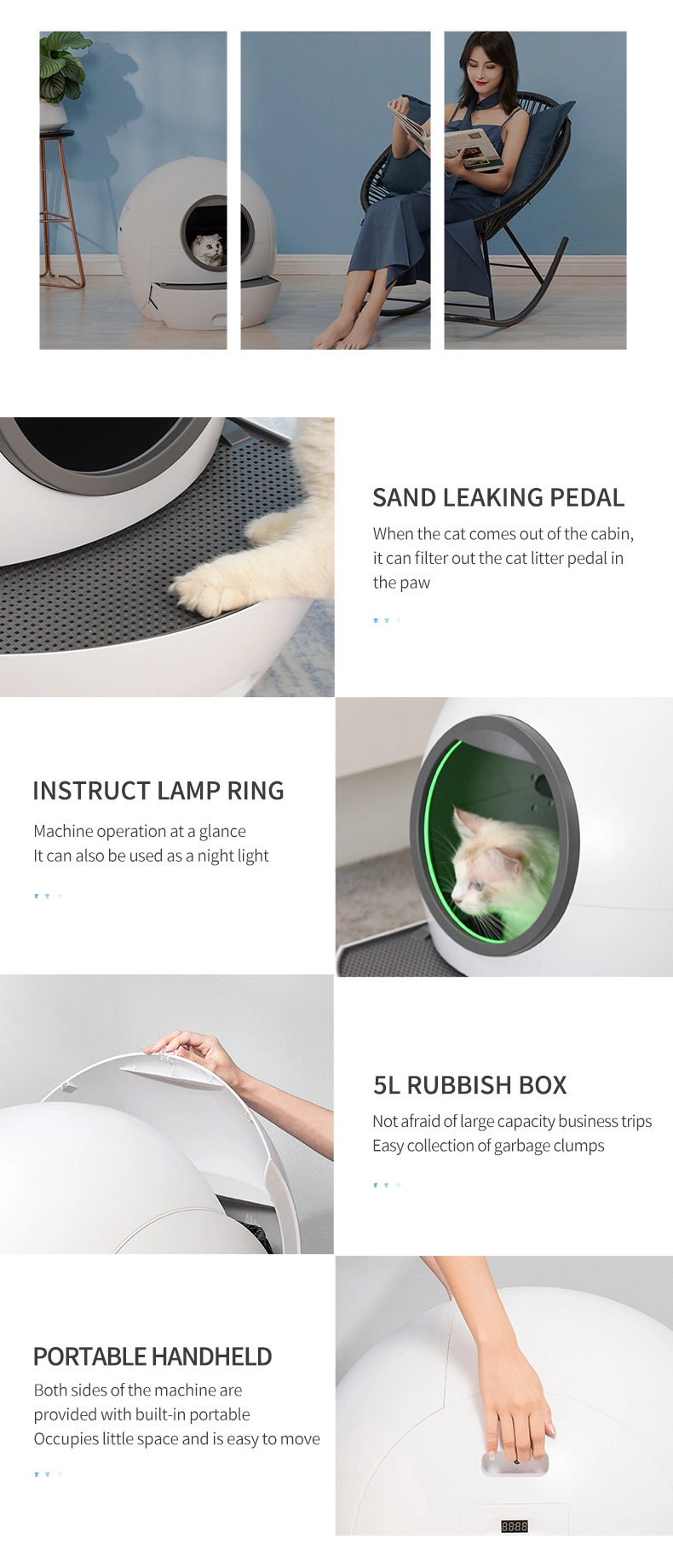 Intelligent Setting Automatic Cleaning Safety Cat Litter Box Toilet Smart WiFi APP Control Cat Litter Tray Toilet UV Sterilizing Light Disinfecting Cat Toilet