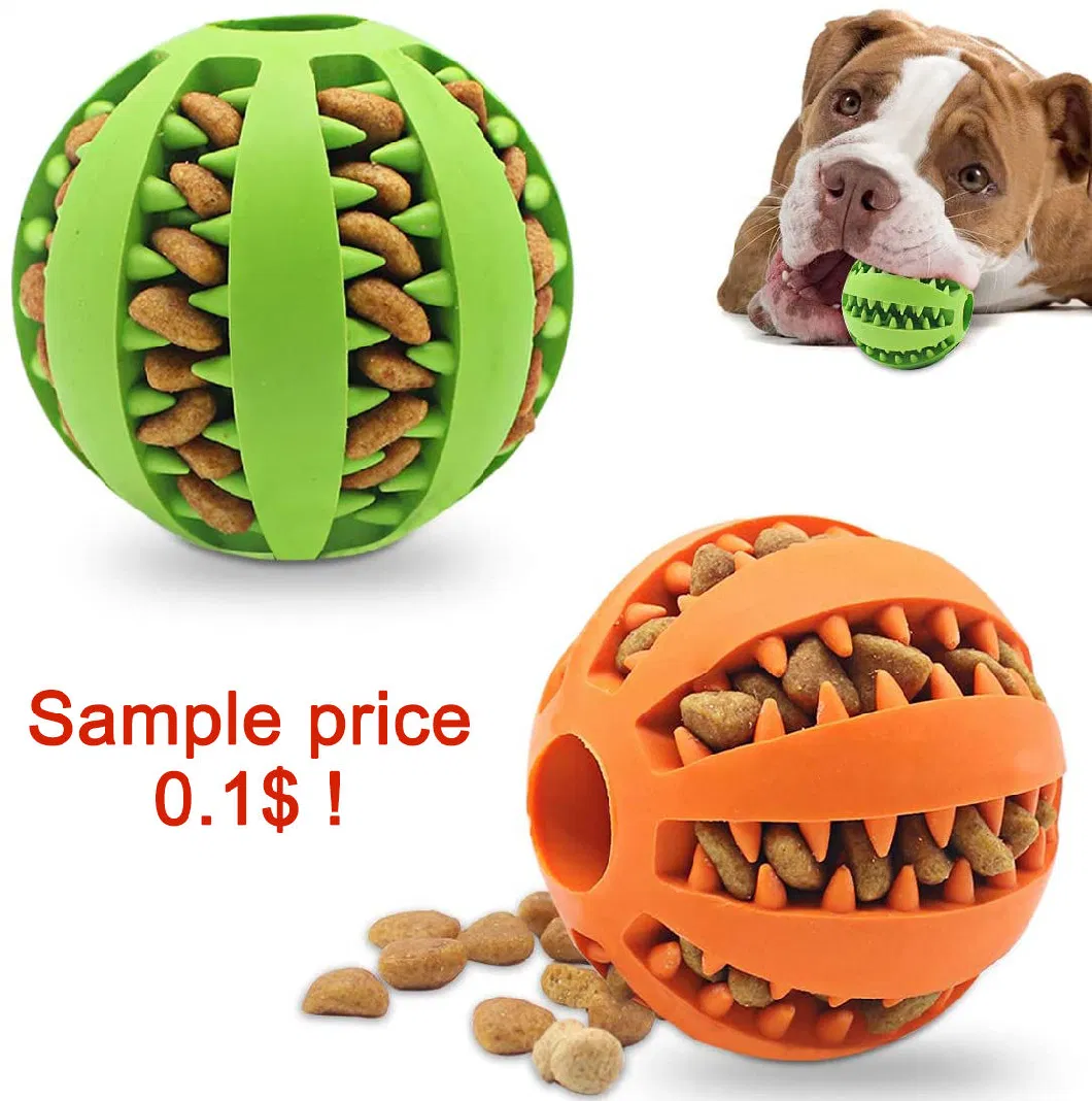 Rubber Indestructible Squeaky Treat Interactive Pet Ball Chew Dog Toy