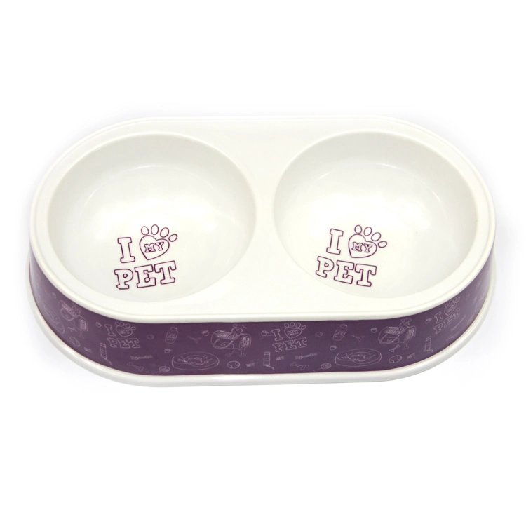 Eco-Friendly Double Bamboo Portable Pet Bowl for Dog and Pet