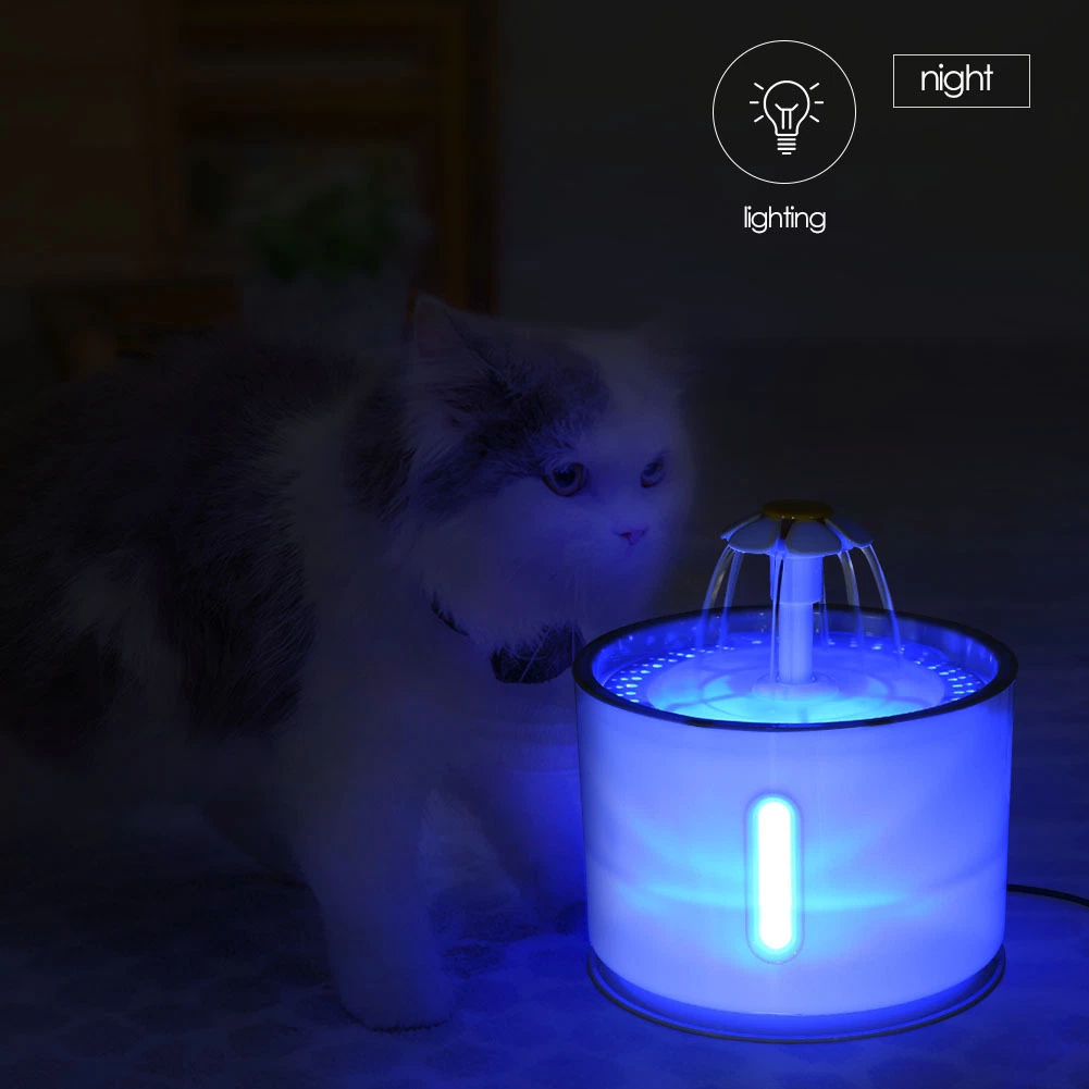 LED Night Light Floret Automatic Fountain Drinker Waterer Pet Drinker