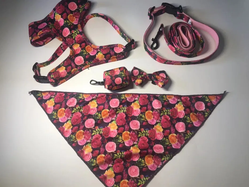 Wholesale Personalized Dog Collar and Leash High Quality Sublimation Dog Harness