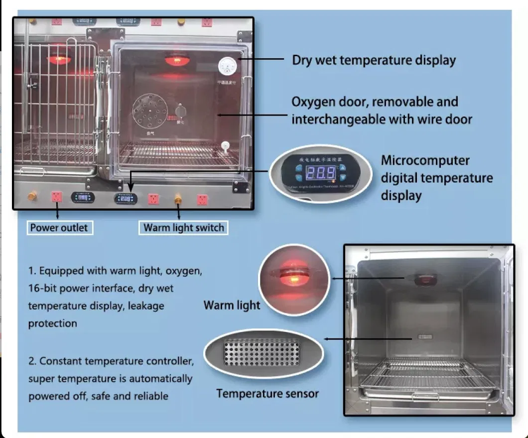 Best Veterinary ICU Cage Cat Dog Pet Animal Clinic Isolation Oxygen Treatment Heated 02 Veterinary Equipment Dog Kennel