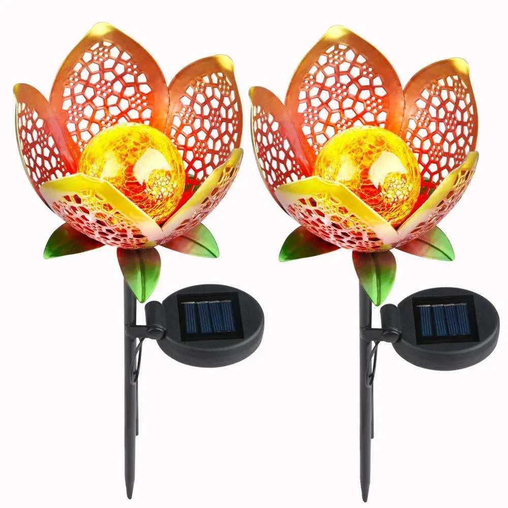 Metal Flower Garden Solar Light Stake Decoration