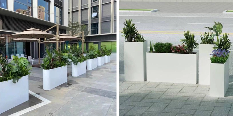 Indoor/Outdoor Metal Flower Pot Box - Premium Landscape Decor for Gardens and Homes