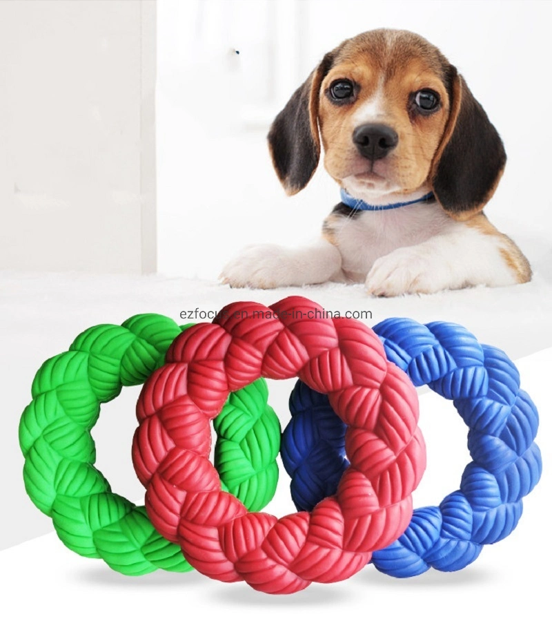 Dog Ring Rope Natural Chew Toys Teeth Cleaner Aggressive Non-Toxic Safe Wbb16607