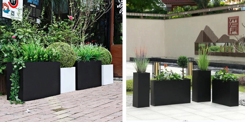 Indoor/Outdoor Metal Flower Pot Box - Premium Landscape Decor for Gardens and Homes